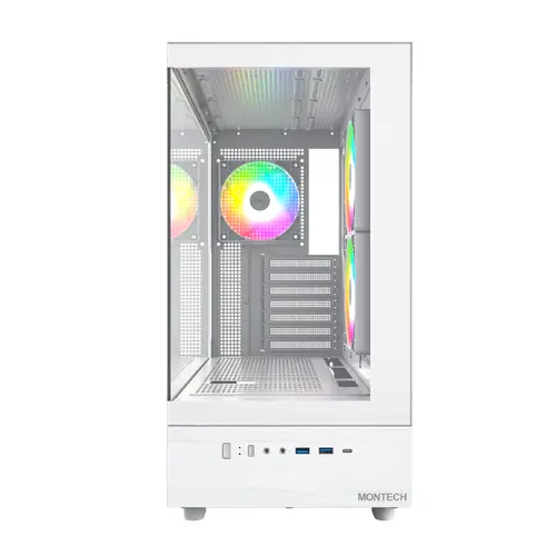 Montech кутия Case ATX - XR (W) - 3 x 120 mm ARGB Fans, USB-C, White - image 1