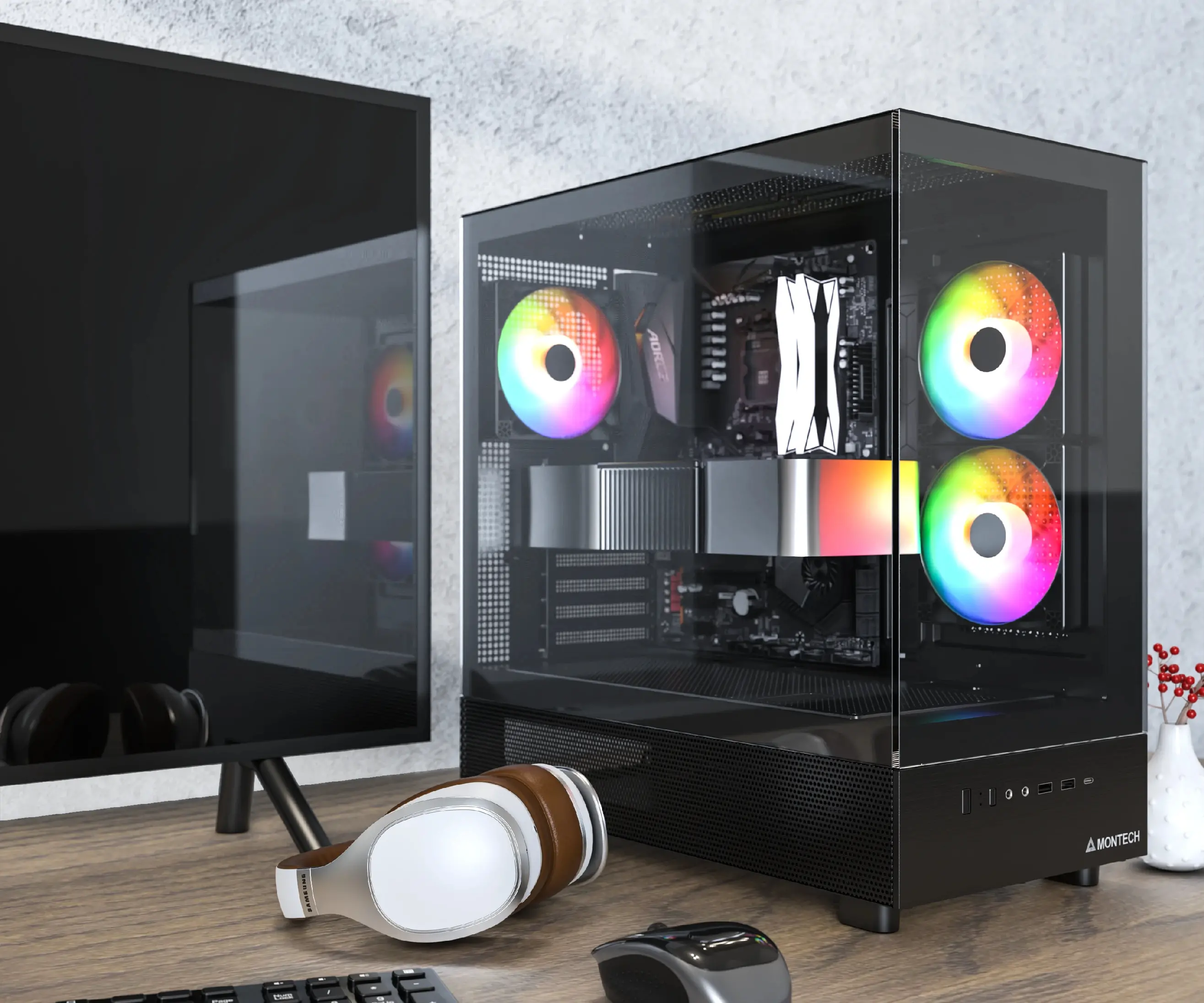 Montech кутия Case ATX - XR (B) - 3 x 120 mm ARGB Fans, USB-C, Black - image 15