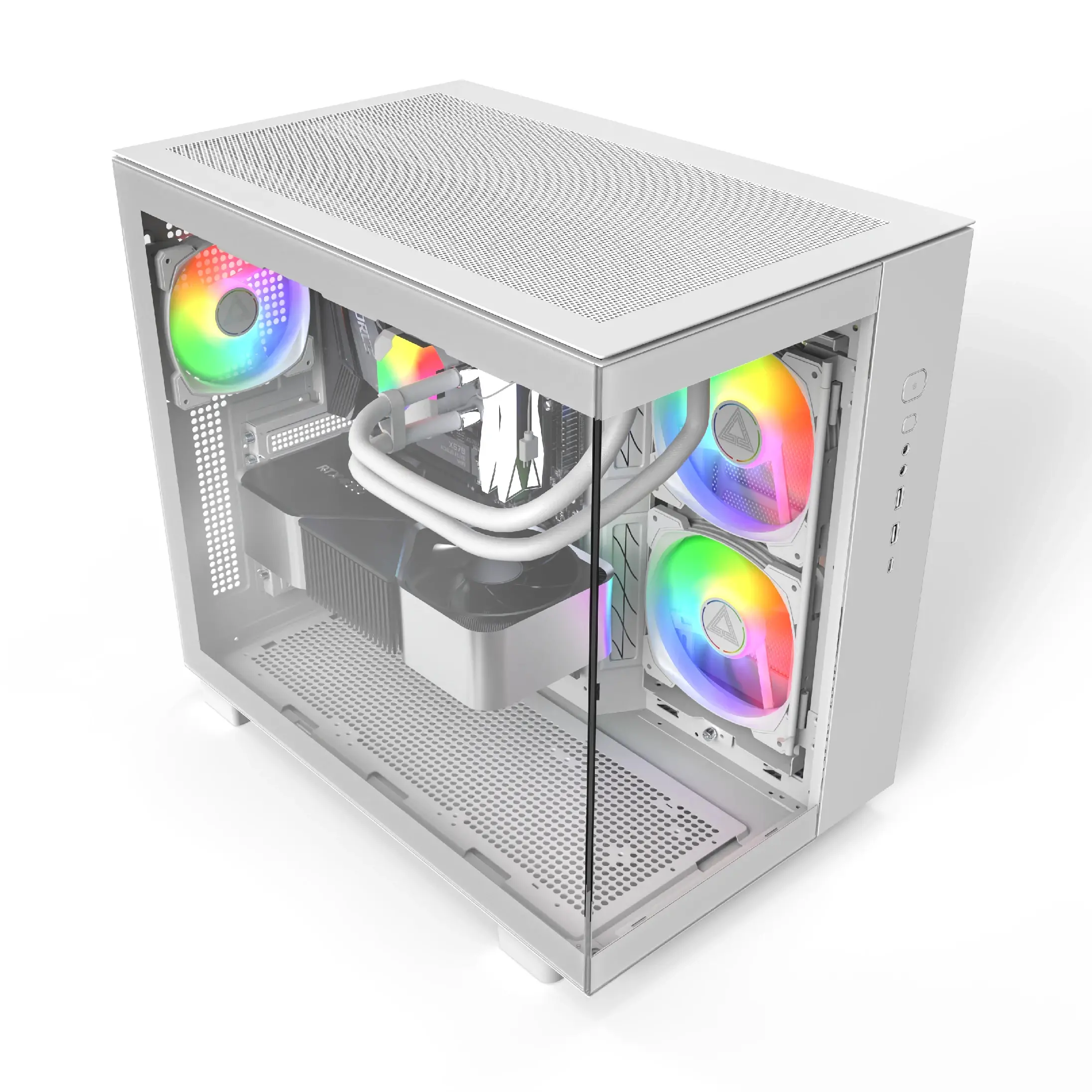 Montech кутия KING 65 Pro, Dual Chamber Mid-tower Case, 3 ARGB Fans, White - image 1
