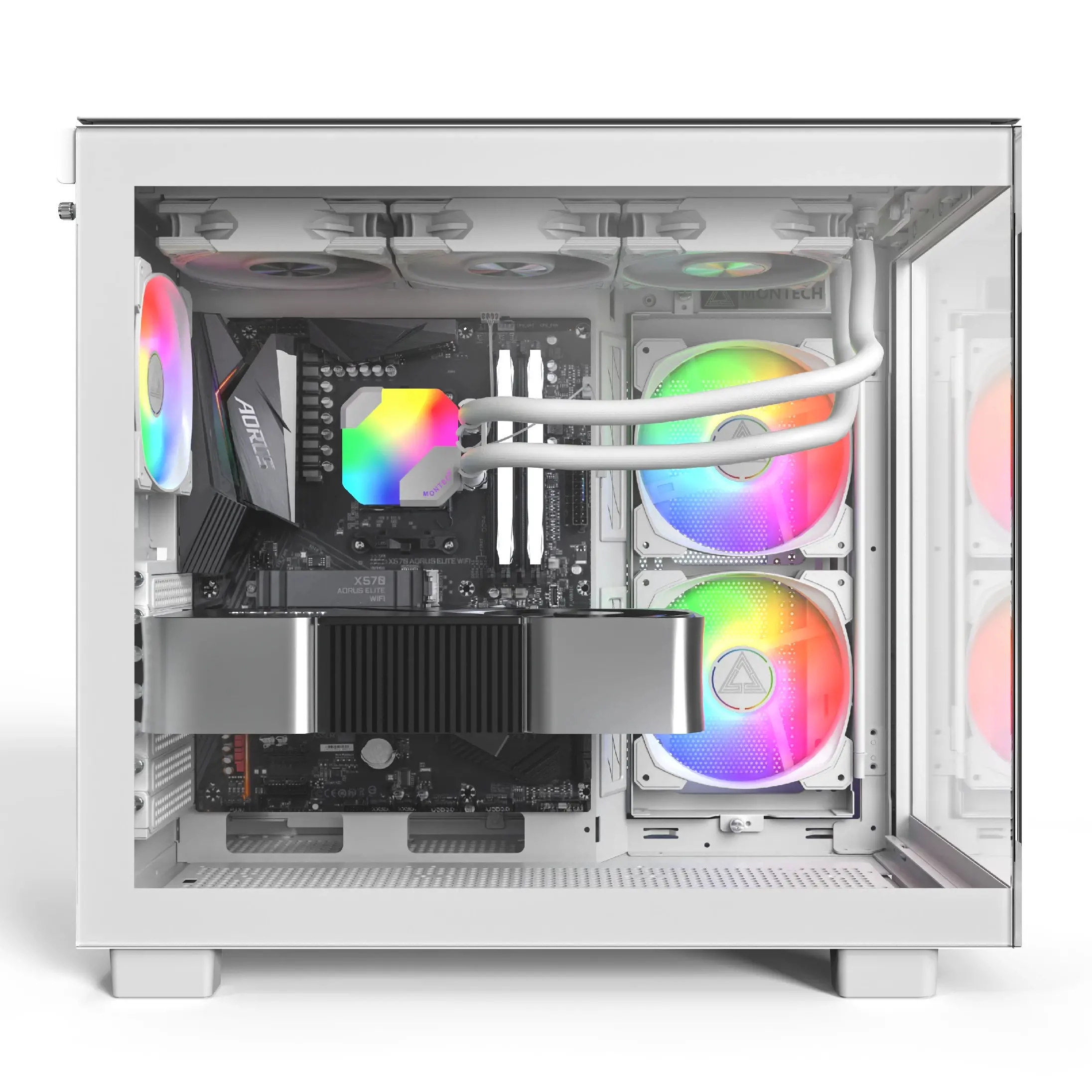 Montech кутия KING 65 Pro, Dual Chamber Mid-tower Case, 3 ARGB Fans, White - image 3