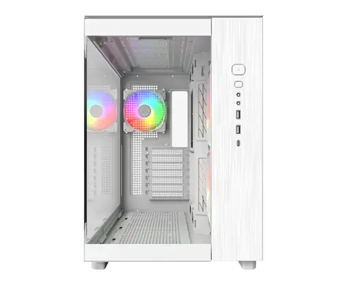 Montech κουτί KING 65 Pro, Mid-tower με διπλό θάλαμο, 3 ανεμιστήρες ARGB, Λευκό - 8