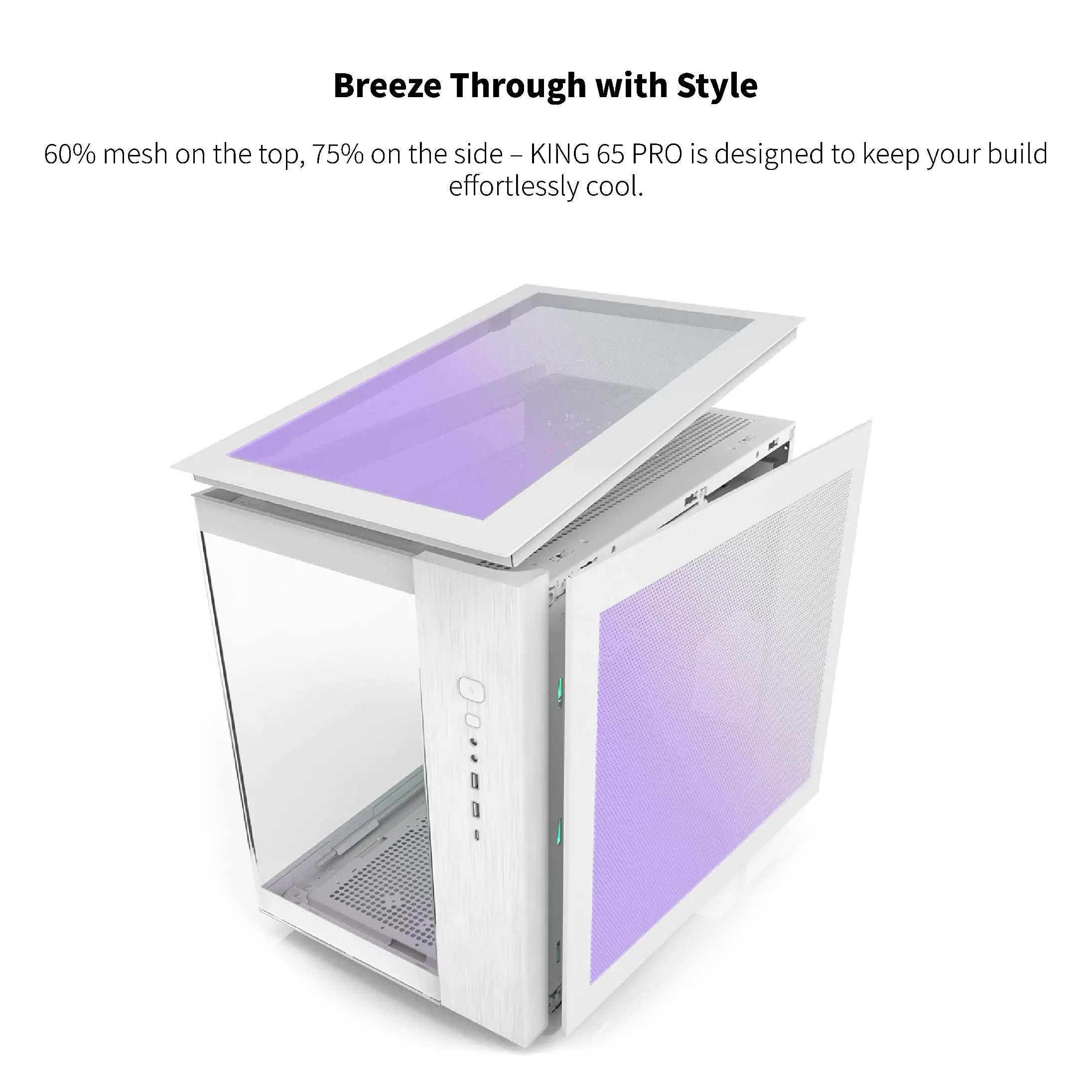 Montech кутия KING 65 Pro, Dual Chamber Mid-tower Case, 3 ARGB Fans, White - image 9