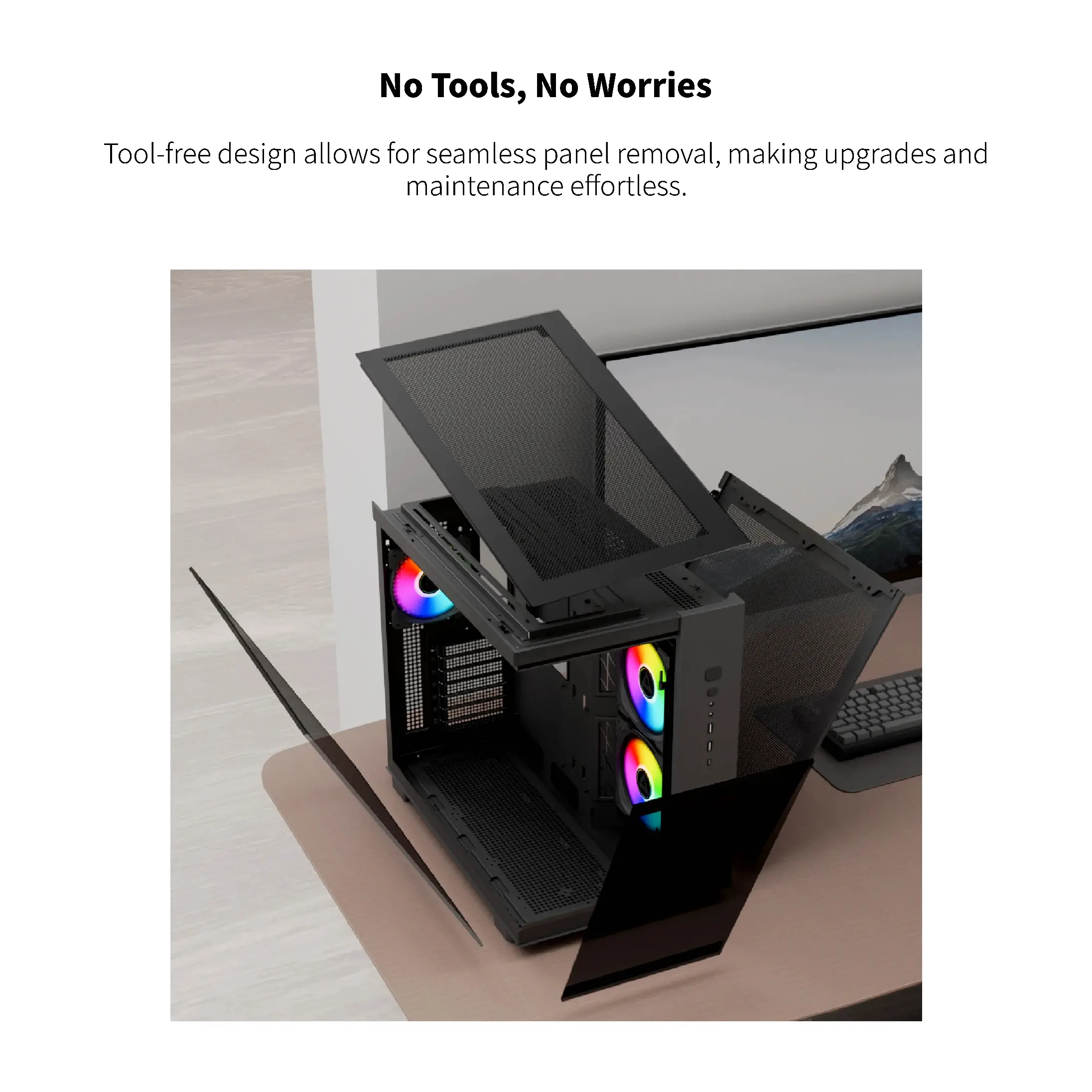 Montech кутия KING 65 Pro, Dual Chamber Mid-tower Case, 3 ARGB Fans, Black - image 8