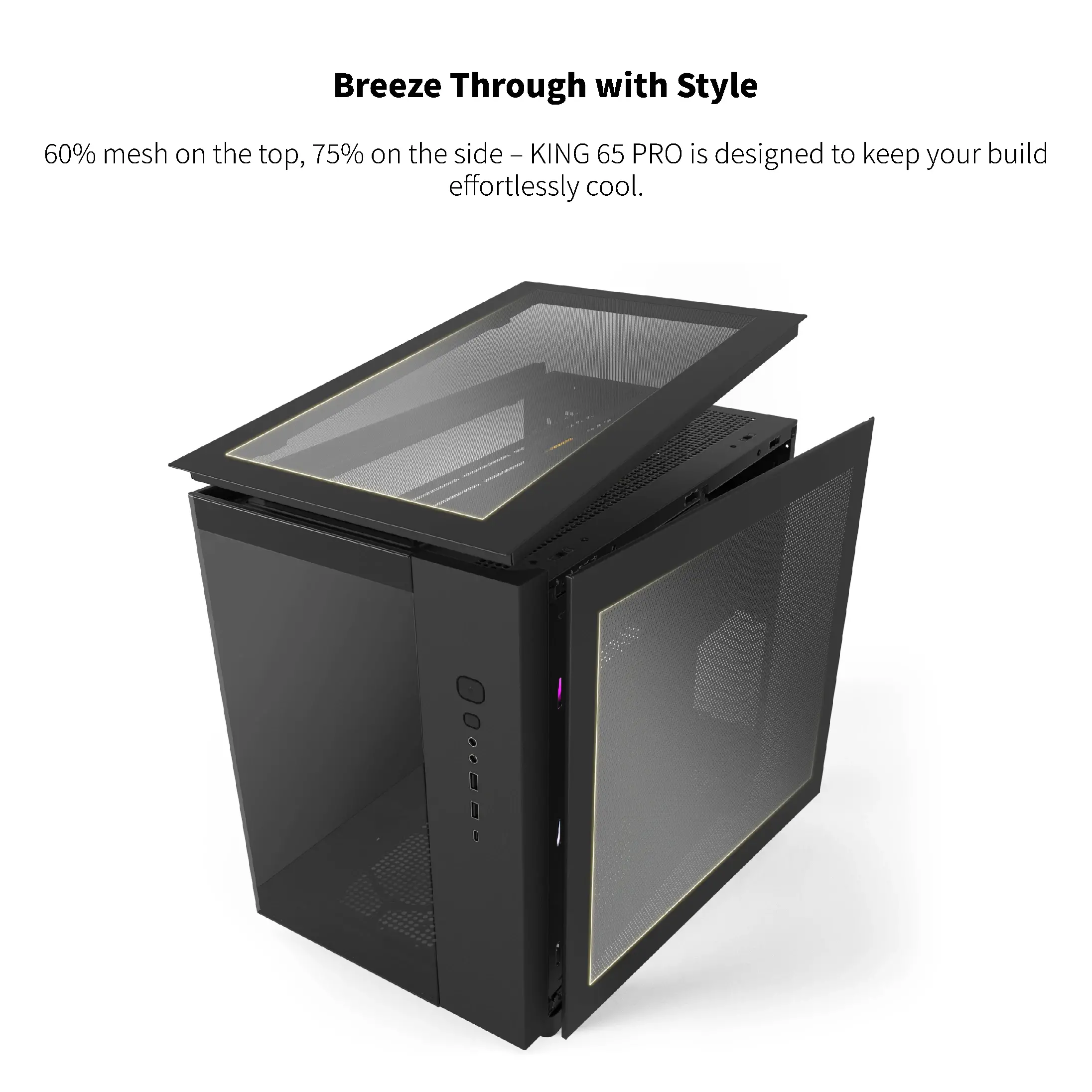 Montech кутия KING 65 Pro, Dual Chamber Mid-tower Case, 3 ARGB Fans, Black - image 9