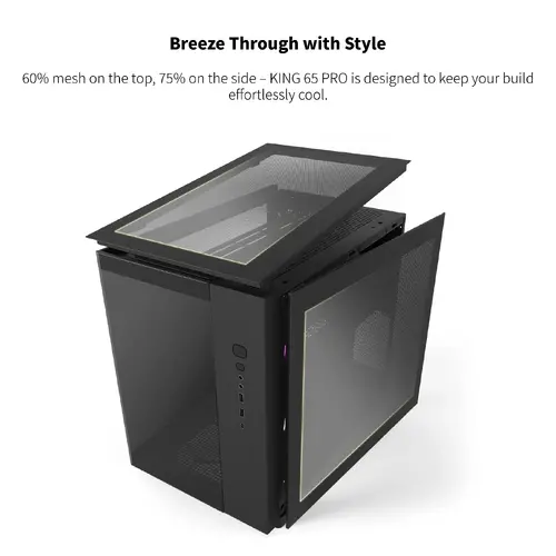 Montech carcasă KING 65 Pro, Mid-tower cu cameră dublă, 3 ventilatoare ARGB, Negru - 10