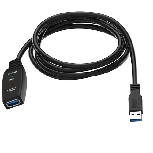 VCom Кабел удължение USB 3.0 AM / AF Active Extension Cable 5M Black - CU827A-5.0m - image 1