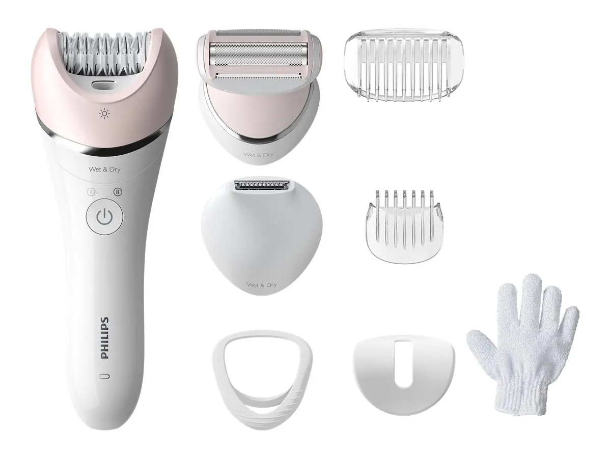 PHILIPS Епилатор серия 8000 използване на мокро и сухо за крака и тяло + 8 принадлежности