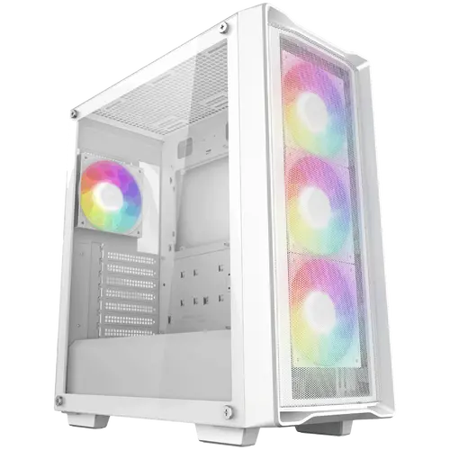 DeepCool CC560 MESH WH V2, Mid Tower, Mini-ITX/Micro-ATX/ATX, 2xUSB3.0, 1xAudio, 4x120mm Pre-Installed ARGB Fans, Tempered Glass, Mesh Panel, White, R-CC560-WHAMA4-G-2