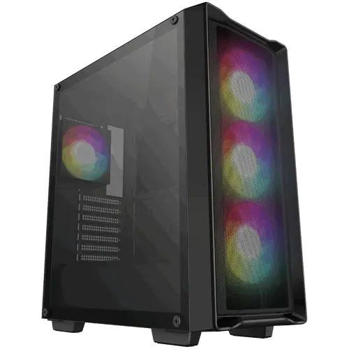 DeepCool CC560 MESH V2, Mid Tower, Mini-ITX/Micro-ATX/ATX, 2xUSB3.0, 1xAudio, 4x120mm Pre-Installed ARGB Fans, Tempered Glass, Mesh Panel, Black, R-CC560-BKAMA4-G-2