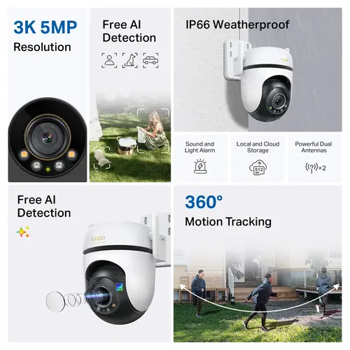 Камера TP-Link Tapo C530WS, Pan/Tilt, WiFi, ден/нощ до 30м., Micro SD, outdoor - image 4