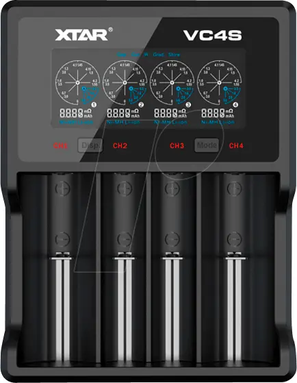 Încărcător XTAR VC4SL, 4 sloturi, afișaj LCD, USB, LiIon & NIMH, 18650, CR123, AA, AAA