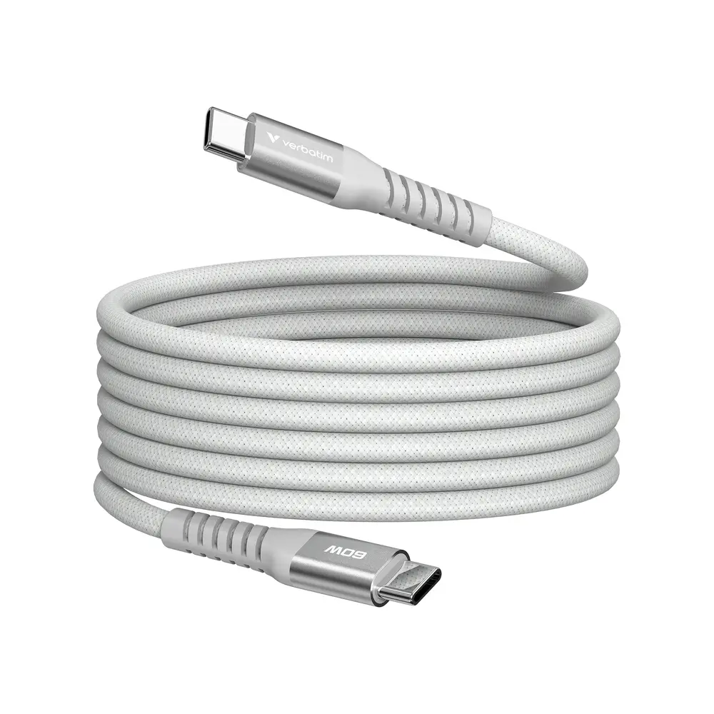 Кабел, Verbatim Sync & Charge USB-C to USB-C 60W Magnetic 120 cm - Grey