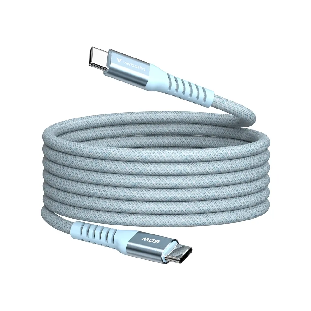 Кабел, Verbatim Sync & Charge USB-C to USB-C 60W Magnetic 120 cm - Blue
