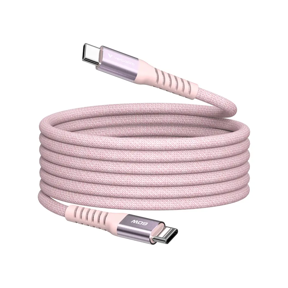 Кабел, Verbatim Sync & Charge USB-C to USB-C 60W Magnetic 120 cm - Pink