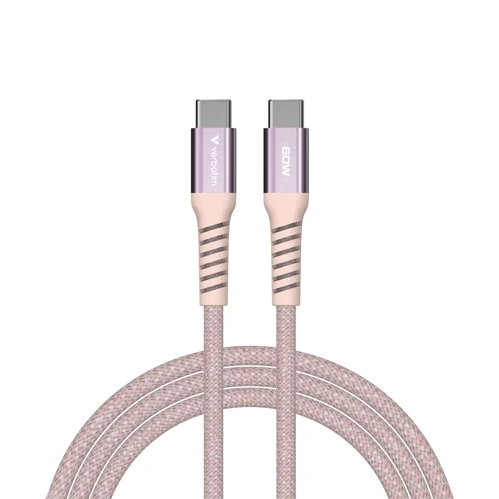 Кабел, Verbatim Sync & Charge USB-C to USB-C 60W Magnetic 120 cm - Pink - image 1