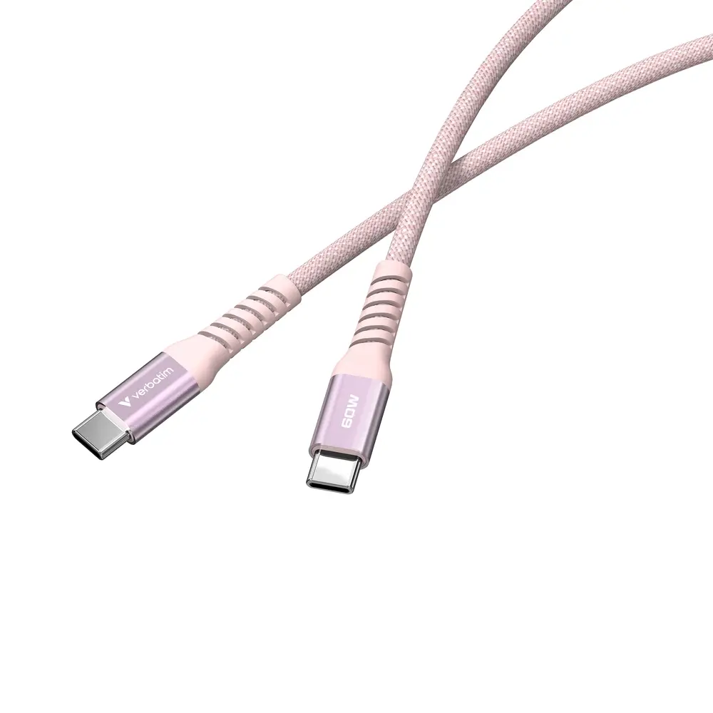 Кабел, Verbatim Sync & Charge USB-C to USB-C 60W Magnetic 120 cm - Pink - image 2