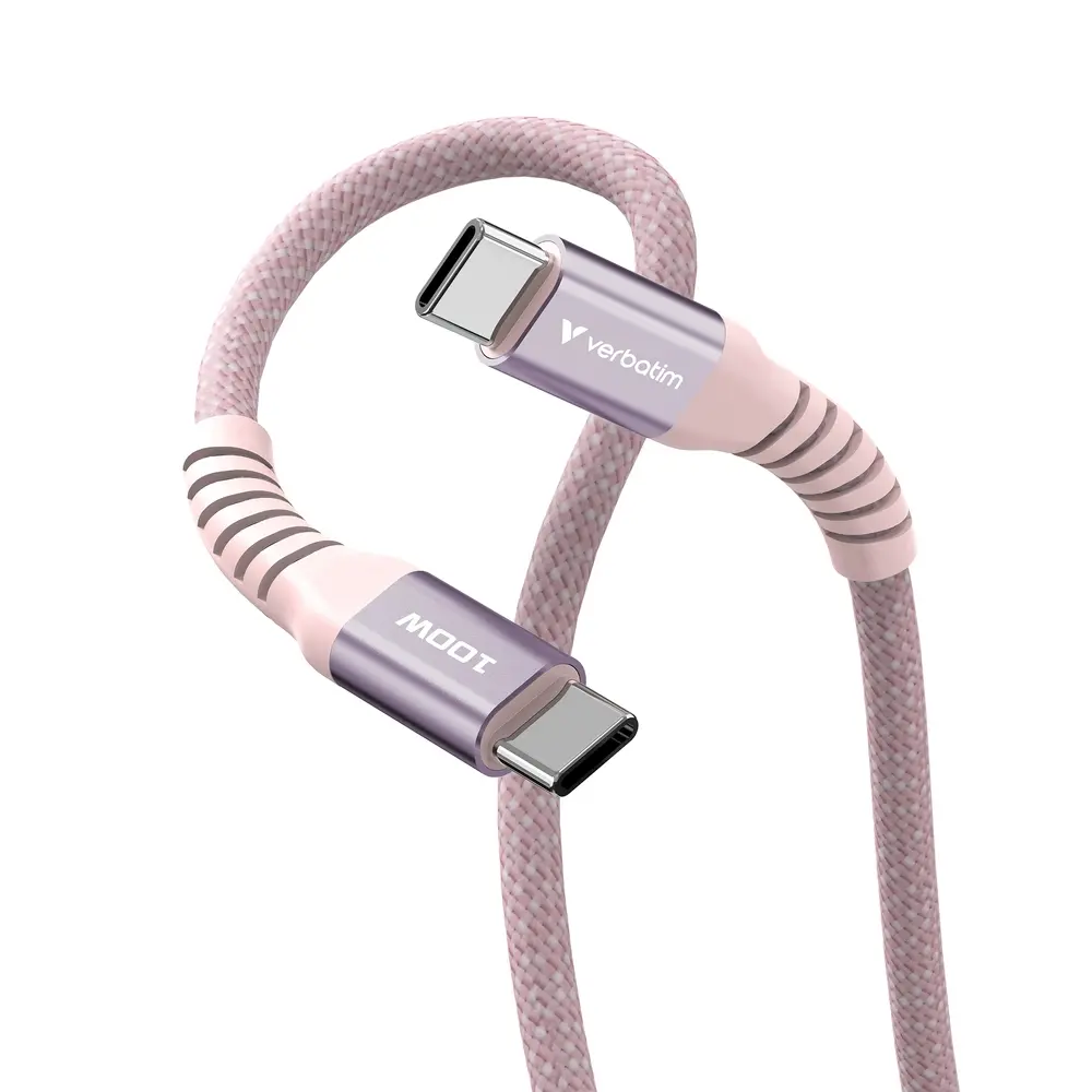Кабел, Verbatim Sync & Charge USB-C to USB-C 100W Magnetic 120 cm - Pink - image 3