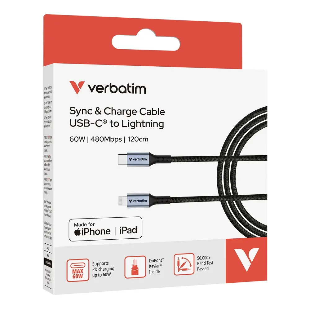 Кабел, Verbatim Sync & Charge USB-C to Lightning 120 cm - image 3