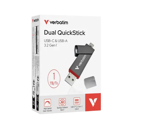 Твърд диск, Verbatim Dual QuickStick USB-C & USB-A USB 3.2 Gen 1 1TB - image 4