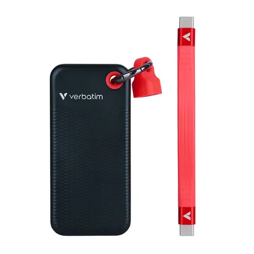 Твърд диск, Verbatim Pocket SSD USB 3.2 Gen 2 1TB Black/Red - image 1