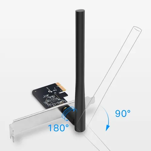 Безжичен адаптер TP-LINK Archer T2E,AC600,двулентов,PCI Express,1 външна антена - image 1