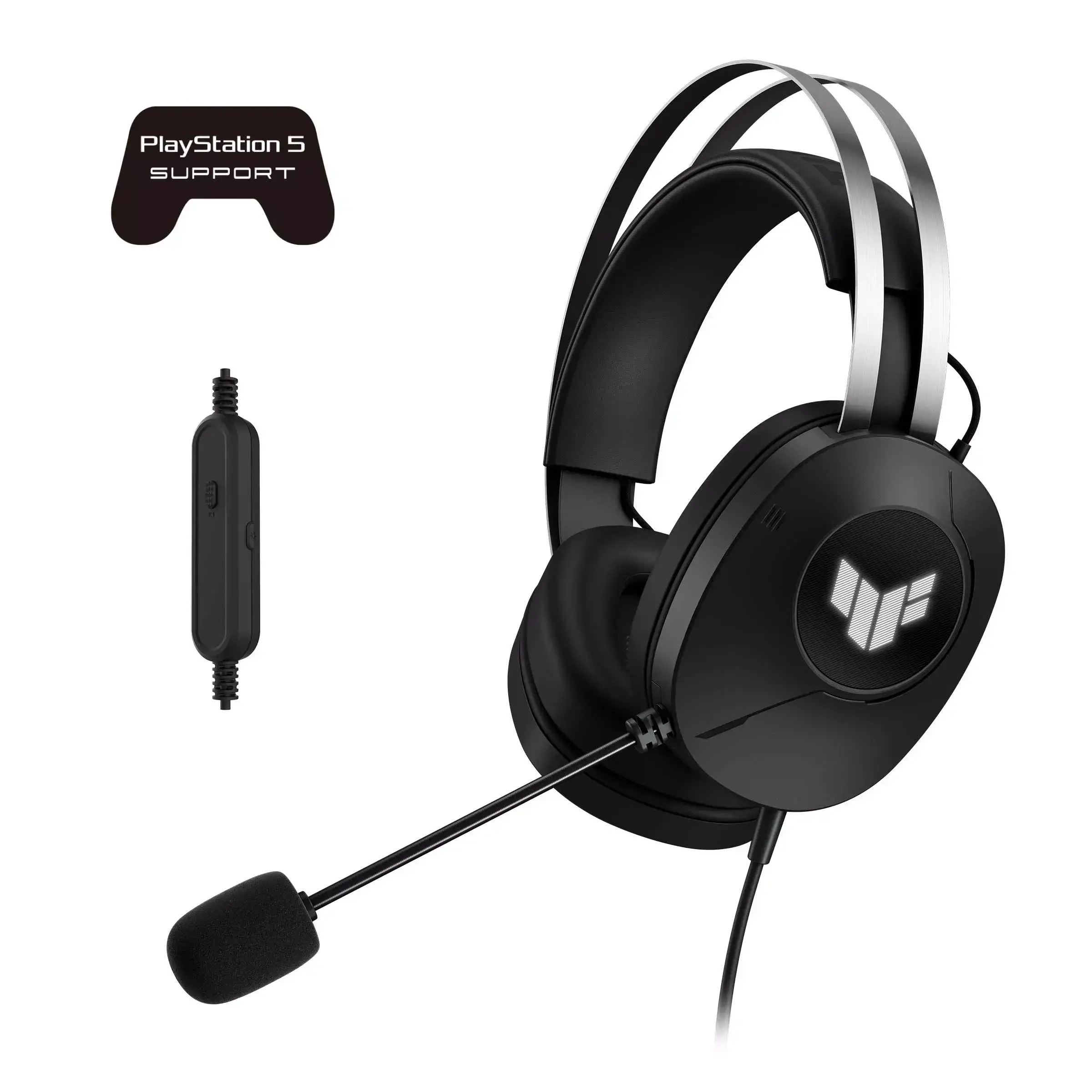 Слушалки, AsusTUF Gaming H1 Gen II Headset (Lightweight 297-g, wired USB-A connection, 40 mm Drivers, Virtual 7.1 Surround Sound, Team-Speak Certified Mic, Durable Ear Cushions, For PC, PS5),Black
