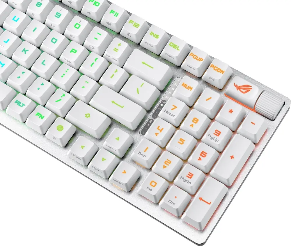 Клавиатура, Asus ROG Strix Scope II 96 Wireless Gaming Keyboard, Tri-Mode Connection, Dampening Foam & Switch-Dampening Pads, Hot-Swappable Pre-lubed ROG NX Snow Mechanical Switches, PBT Keycaps, RGB-White - image 4