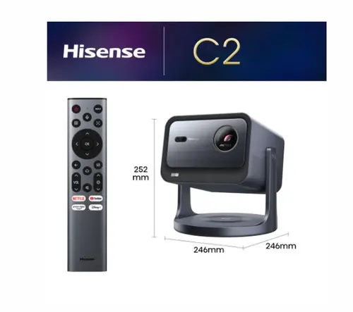 Мултимедиен проектор, Hisense C2 Smart mini Laser Projector, 4K Ultra HD 3840x2160, 1700:1, 2000 lum, 60 Hz, Digital Zoom,Dolby Vision, HDR10+(decoding), HDR10, HLG, 2*10W - image 1