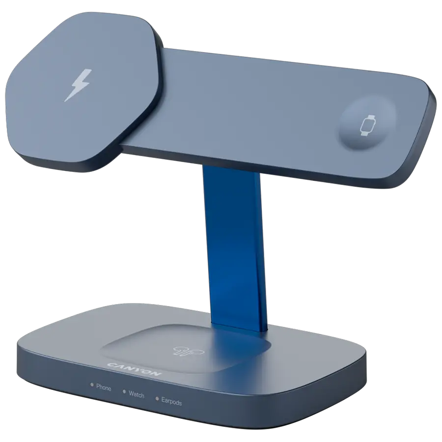 CANYON Wireless Charging Station Hexagon 310 3in1 DarkGrey/Blue - image 1