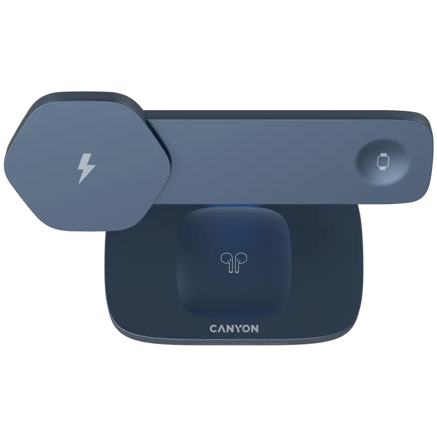 CANYON Wireless Charging Station Hexagon 310 3in1 DarkGrey/Blue - image 2