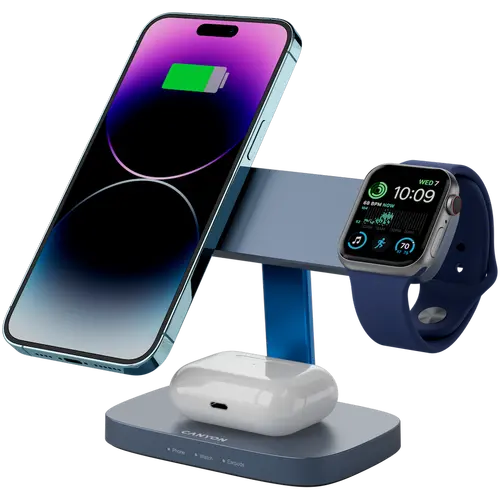CANYON Wireless Charging Station Hexagon 310 3in1 DarkGrey/Blue - image 5