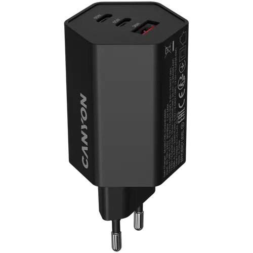 CANYON charger HEXAGON 65 GaN 65W 2xPD 1xQC EU Black