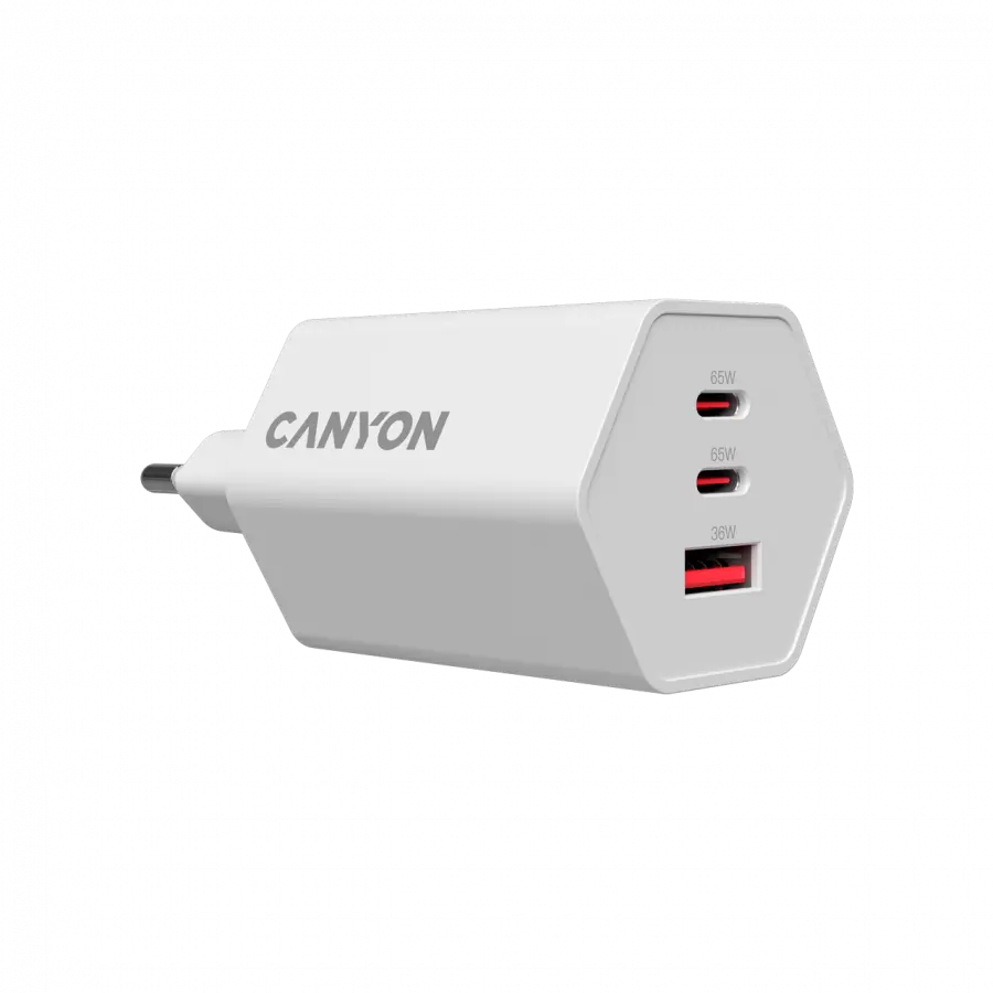 CANYON charger HEXAGON 65 GaN 65W 2xPD 1xQC EU White - image 3