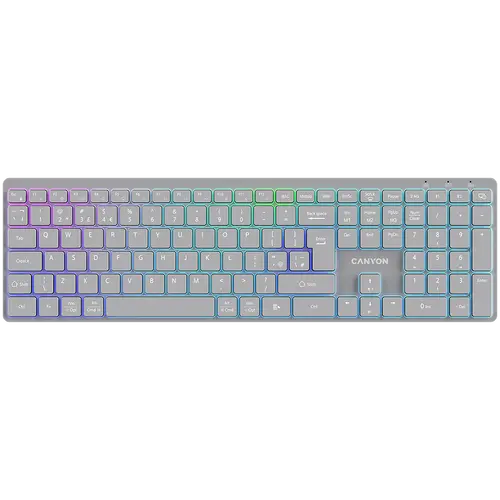 CANYON πληκτρολόγιο HKB-W11 UK/US RGB Dual Mode ασύρματο Γκρι - 1