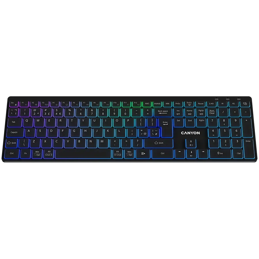 CANYON keyboard HKB-W11 UK/US RGB Dual Mode Wireless Black - image 1