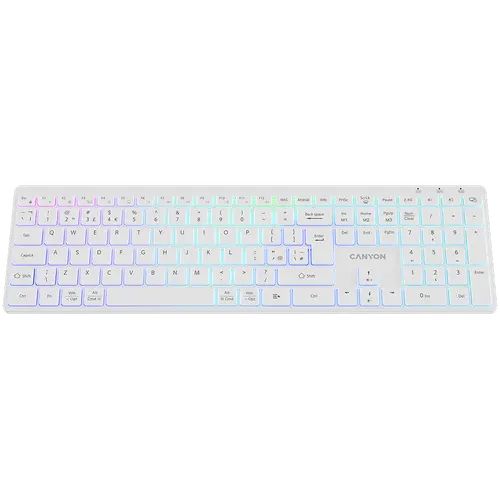 CANYON keyboard HKB-W11 UK/US RGB Dual Mode Wireless White - image 1