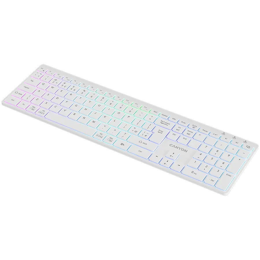 CANYON keyboard HKB-W11 UK/US RGB Dual Mode Wireless White - image 3