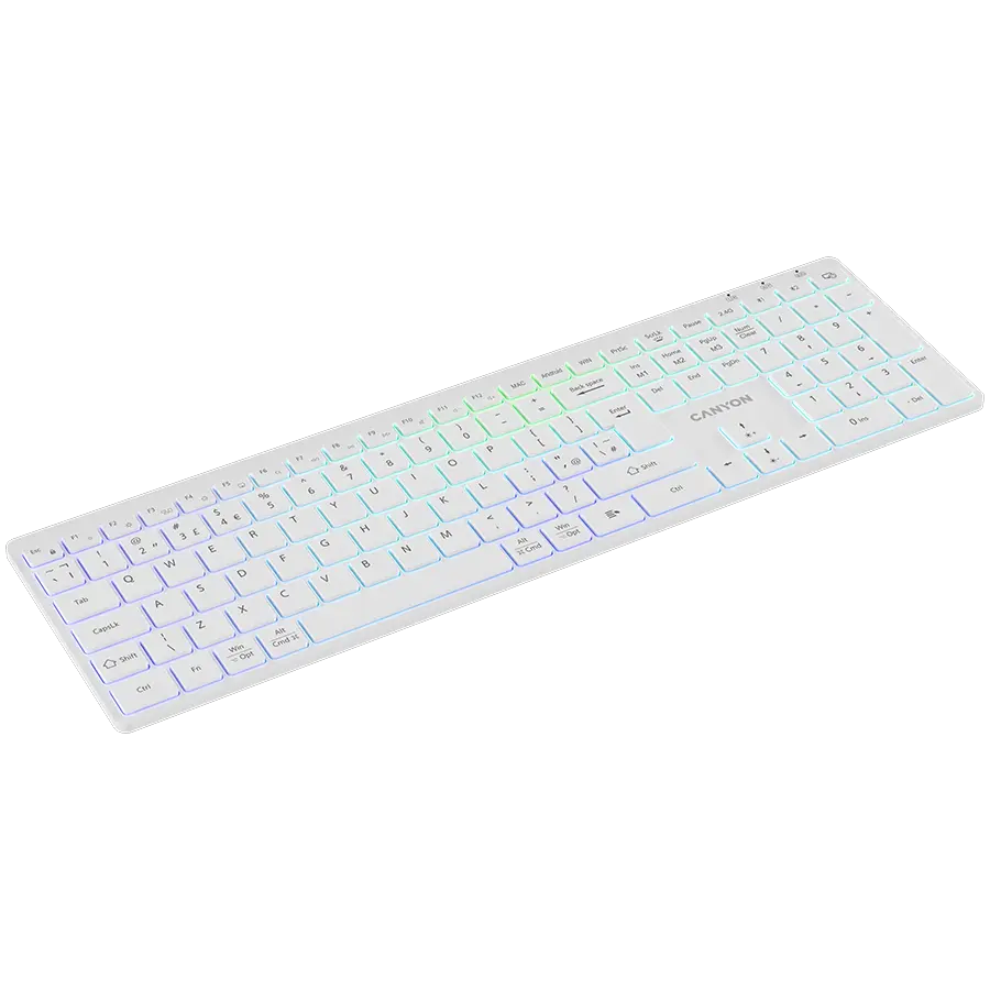 CANYON keyboard HKB-W11 UK/US RGB Dual Mode Wireless White - image 4