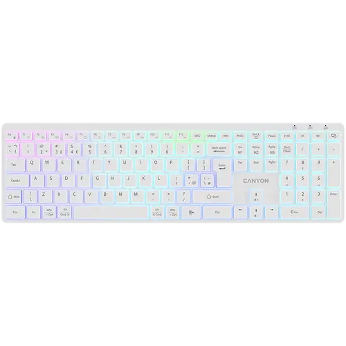 CANYON keyboard HKB-W11 UK/US RGB Dual Mode Wireless White