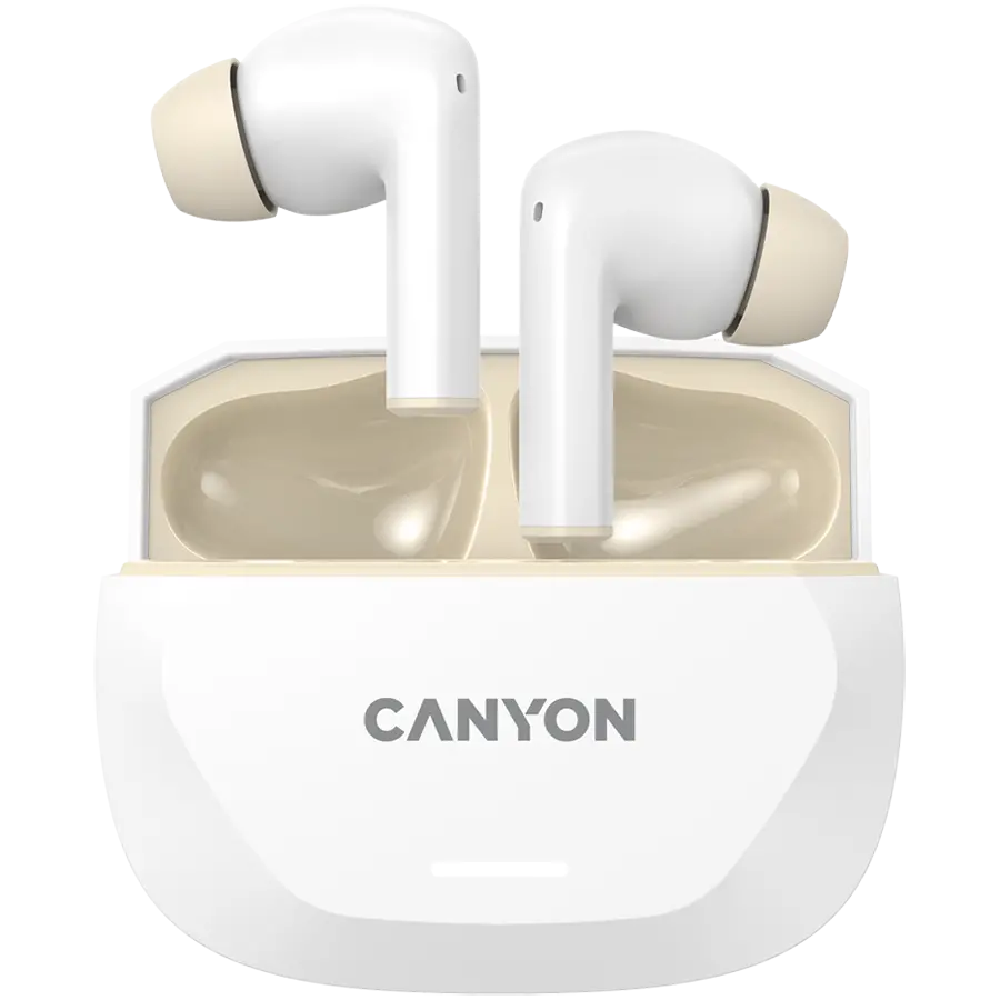 CANYON căști HEXAGON 7 TWS ANC+ENC încărcare wireless alb bej