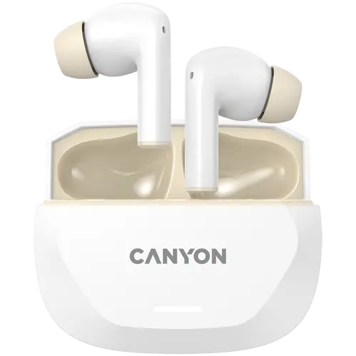 CANYON ακουστικά HEXAGON 7 TWS ANC+ENC ασύρματη φόρτιση λευκό μπεζ - 1