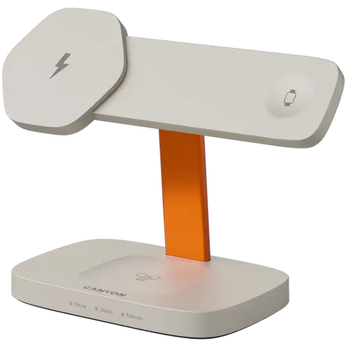 CANYON Wireless Charging Station Hexagon 310 3in1 LightGrey/Orange - image 1