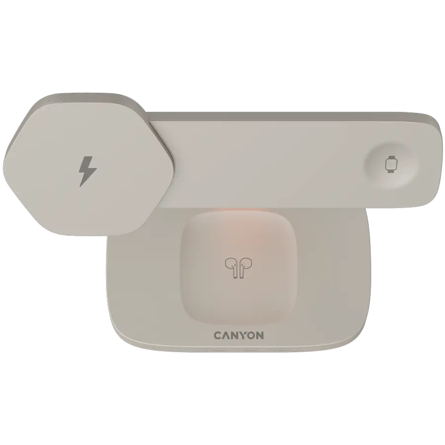 CANYON Wireless Charging Station Hexagon 310 3in1 LightGrey/Orange - image 2