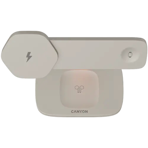 CANYON Wireless Charging Station Hexagon 310 3in1 LightGrey/Orange - image 2