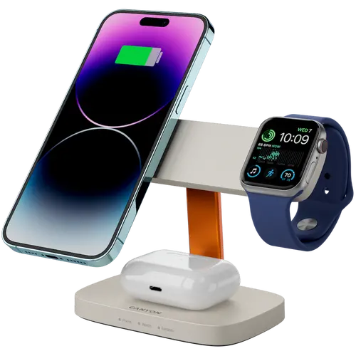 CANYON Wireless Charging Station Hexagon 310 3in1 LightGrey/Orange - image 5