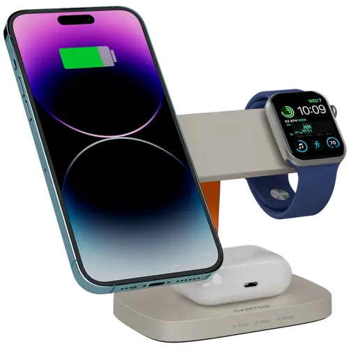 CANYON Wireless Charging Station Hexagon 310 3in1 LightGrey/Orange - image 6
