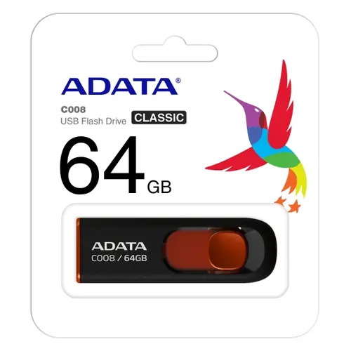 Μνήμη, Adata 64GB C008 USB 2.0 μονάδα flash, Μαύρο - 3