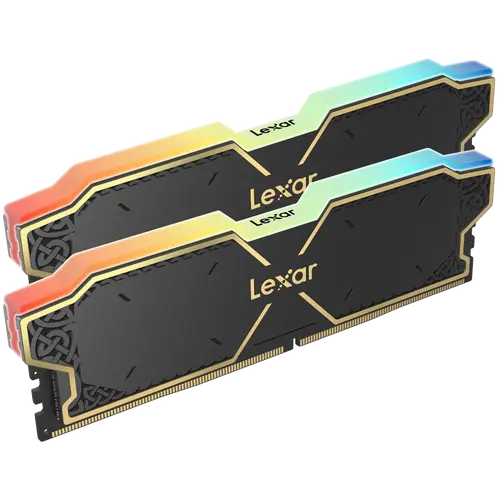 LEXAR 32GB Kit (2x16GB) THOR DDR5 6000 CL38 1.3V Memory with heatsink and RGB lighting, Black Color, Dual pack