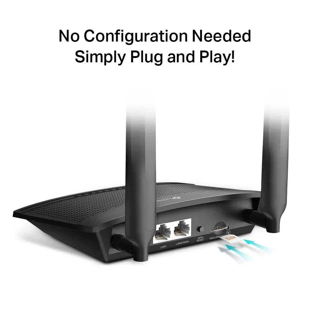 Безжичен рутер TP-LINK TL-MR100, N300, 4G LTE, 2 вътрешни WiFi антени, настолен - image 2
