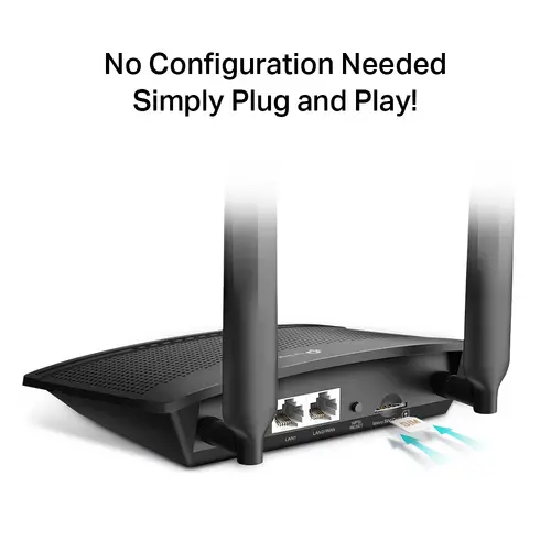 Безжичен рутер TP-LINK TL-MR100, N300, 4G LTE, 2 вътрешни WiFi антени, настолен - image 2